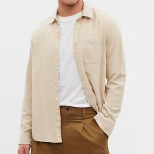 Gap Factory Men's Flannel Shirt, Ivory Cream, Large, EUC